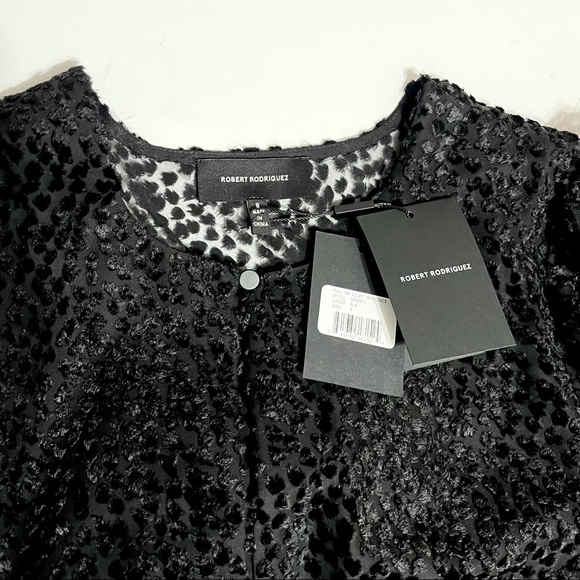 ROBERT RODRIGUEZ black burnout leopard print velvet puff sleeve dress 8 NWT - Picture 10 of 13